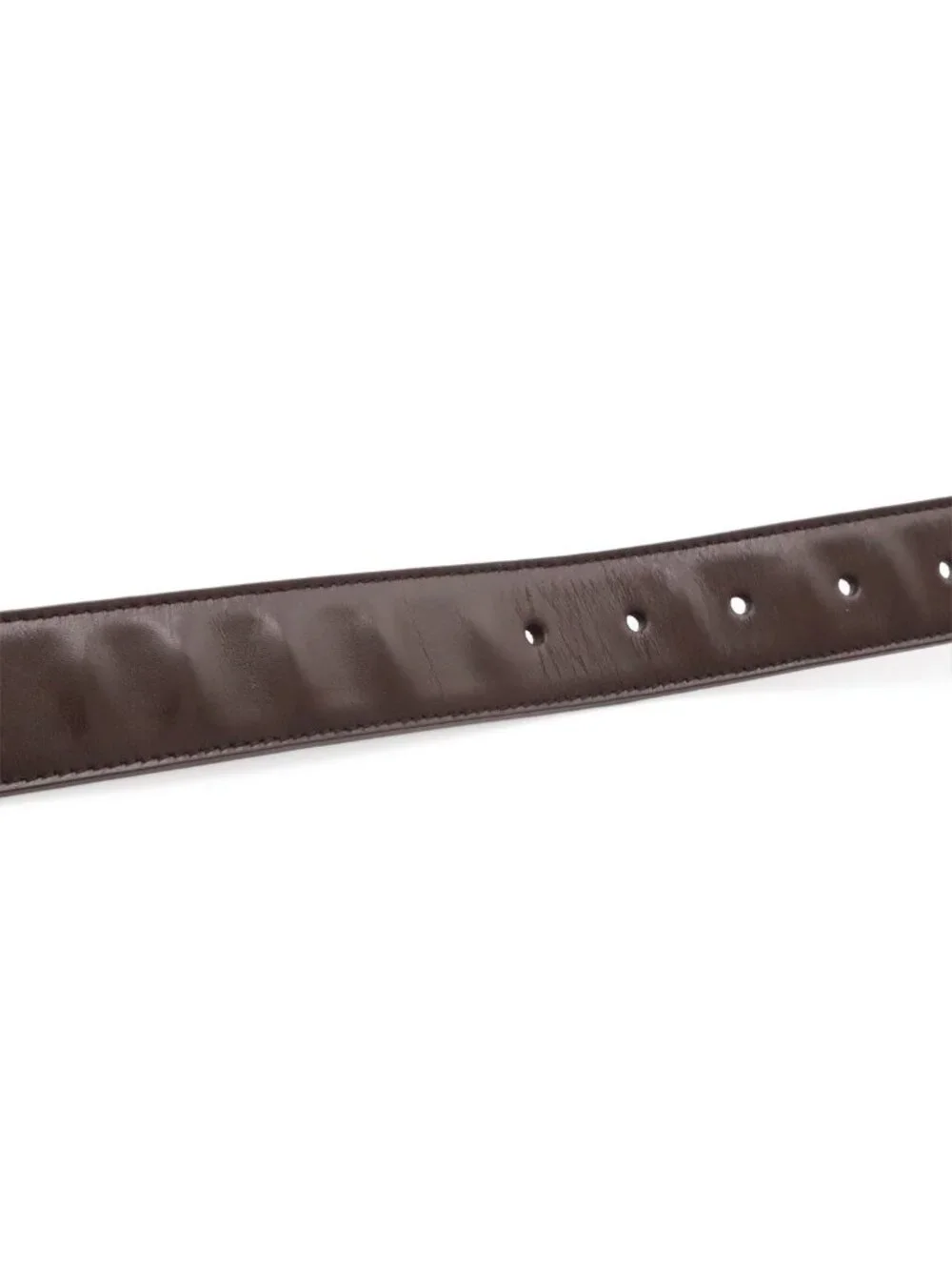 Prada Square Buckle Belt Leather Dark Brown Silver 90